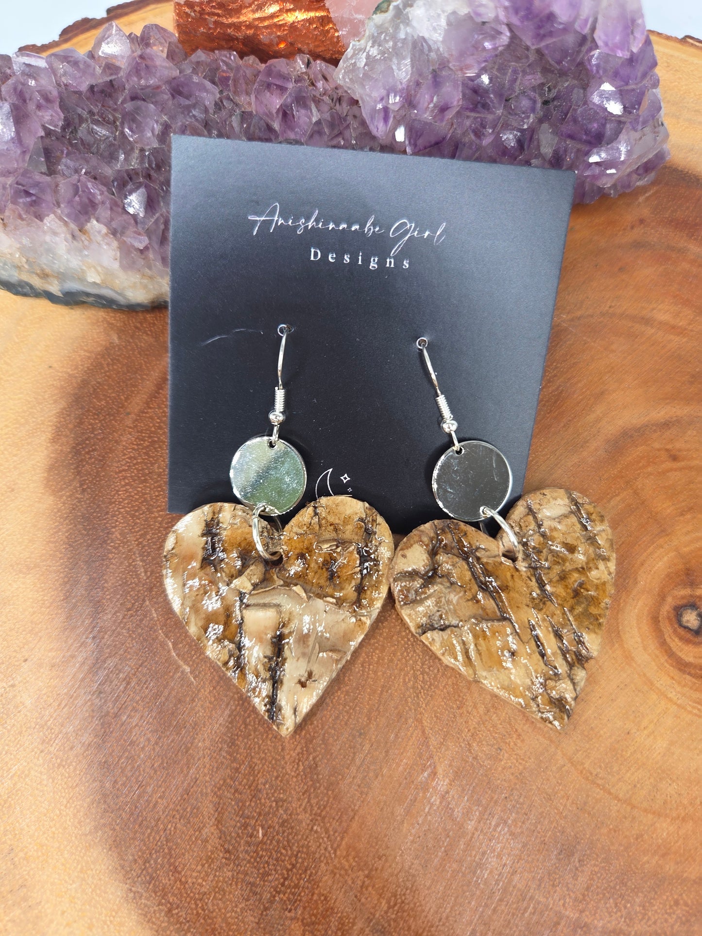 Birchbark Heart Earrings