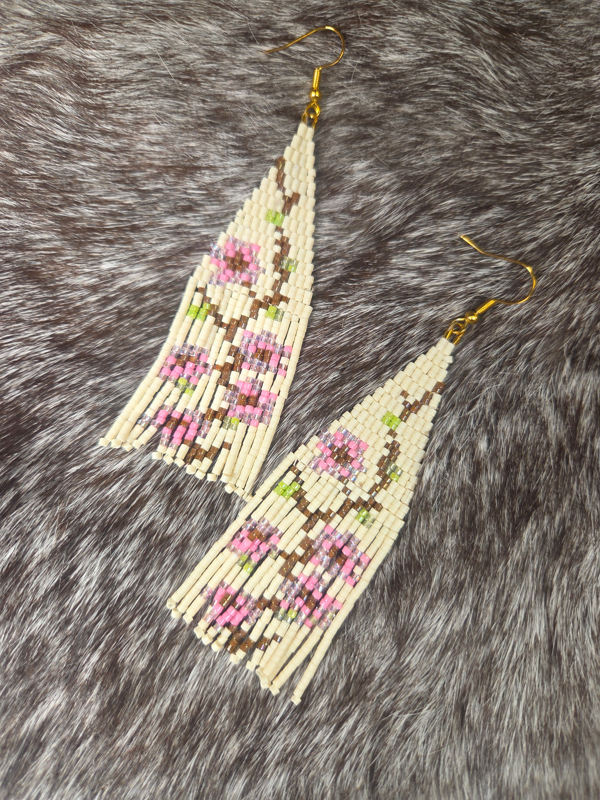Cherry Blossom Beaded Fringe Earrings by Leah Joan