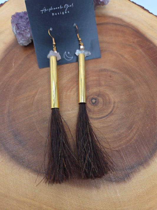 Brown Horsehair Earrings