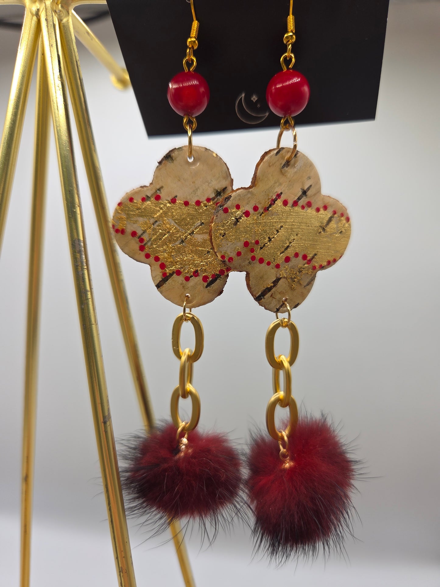 Birchbark Florals with Mink Poms