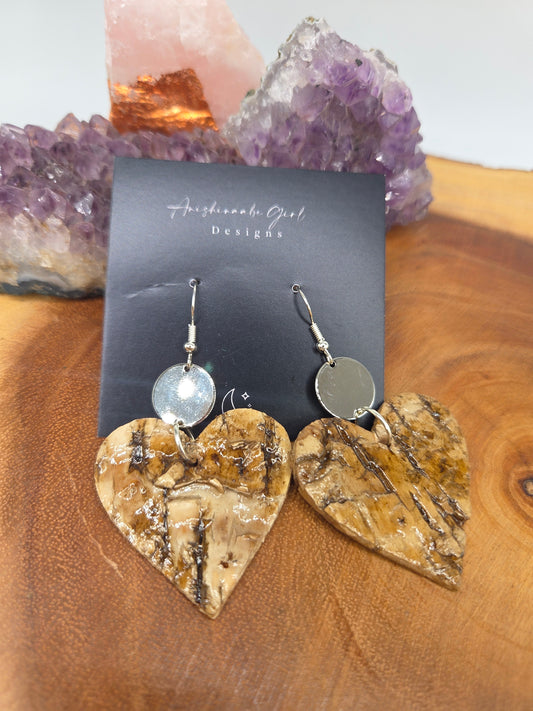 Birchbark Heart Earrings