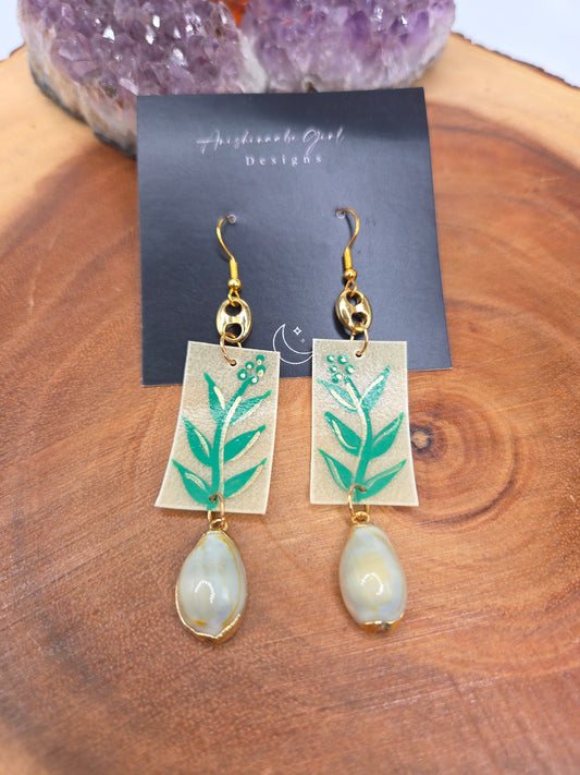 Painted Sage Parfleche Earrings