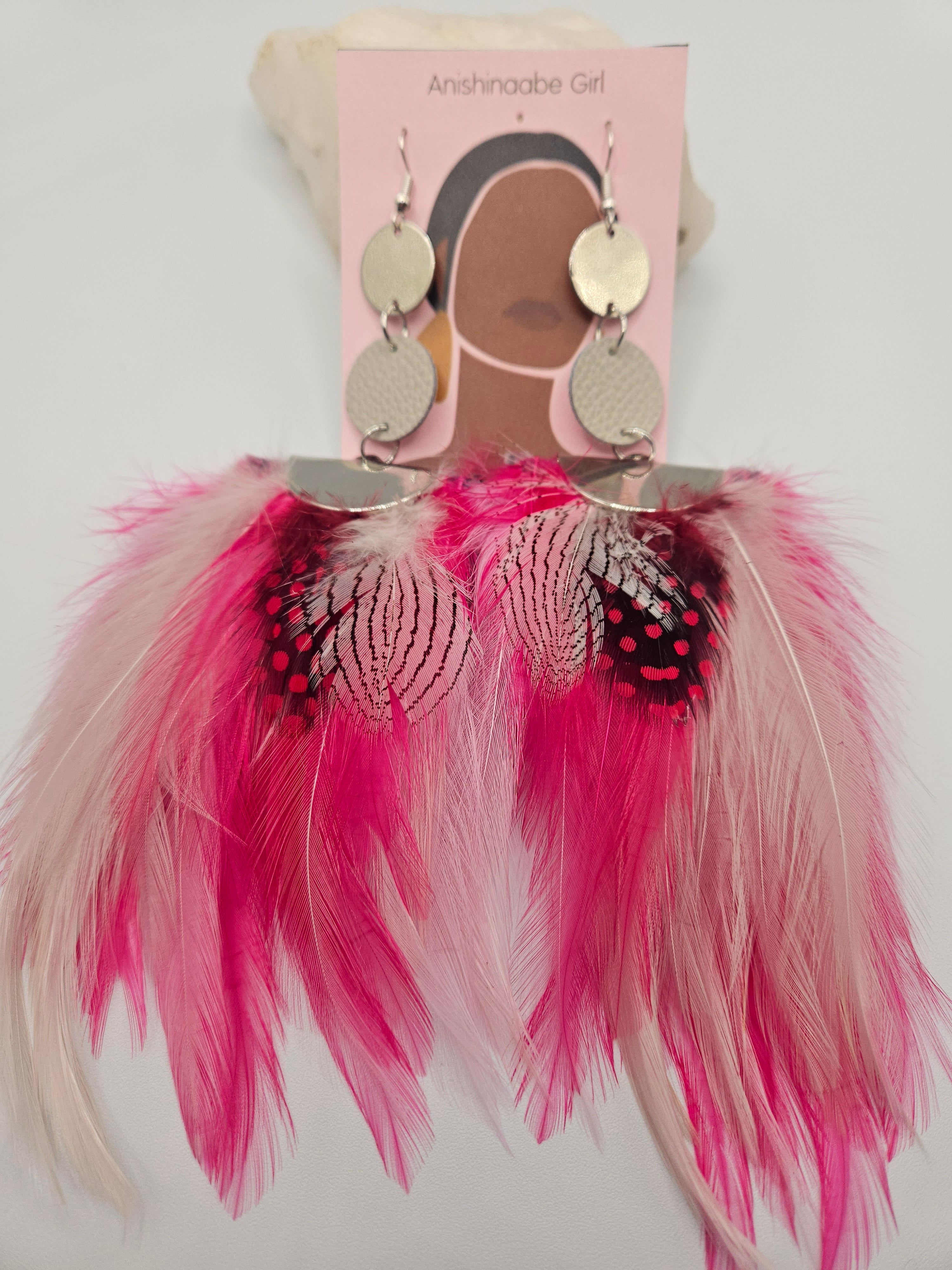 Pink fan sale earrings