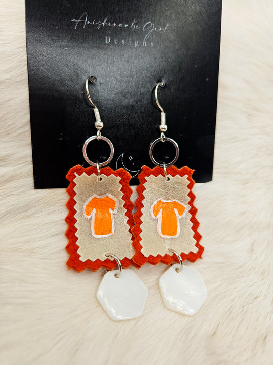 Orange Shirt Parfleche Painted Earrings