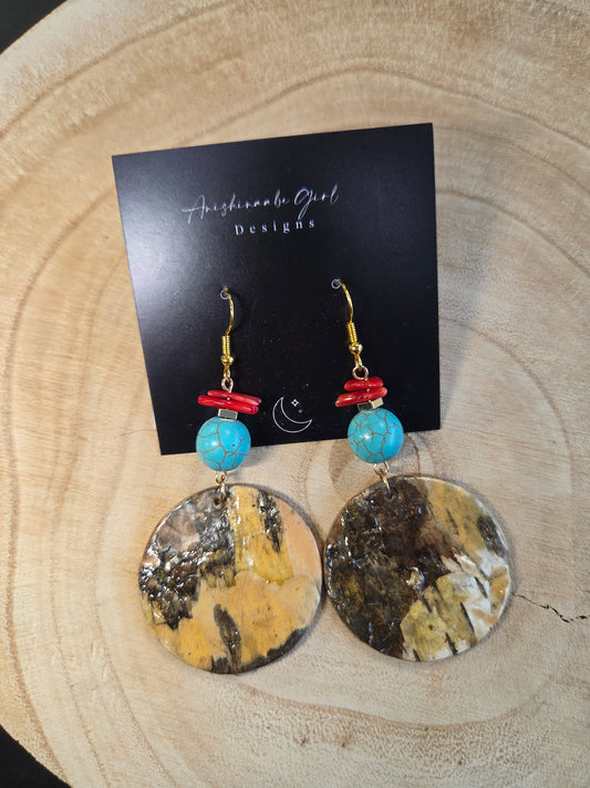 Birchbark & Coral Earrings