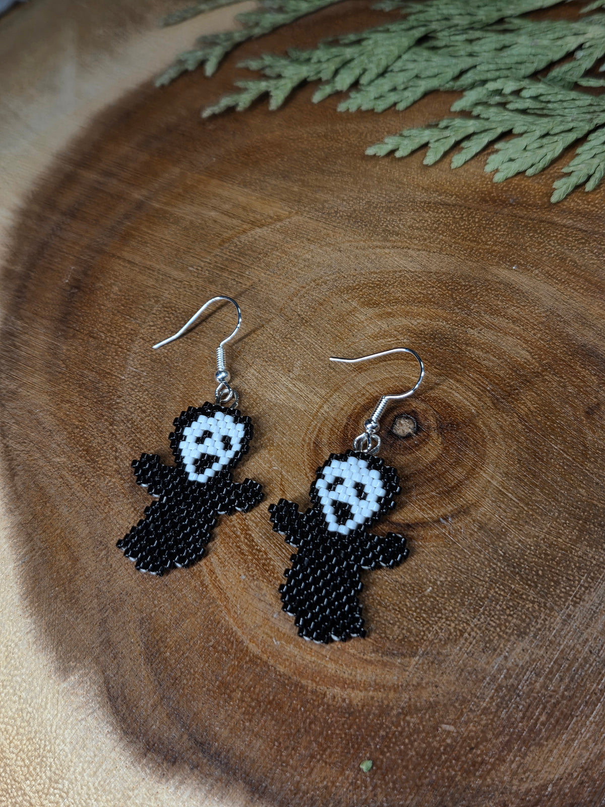 Ghostface Beaded Earrings by Blending Beadz