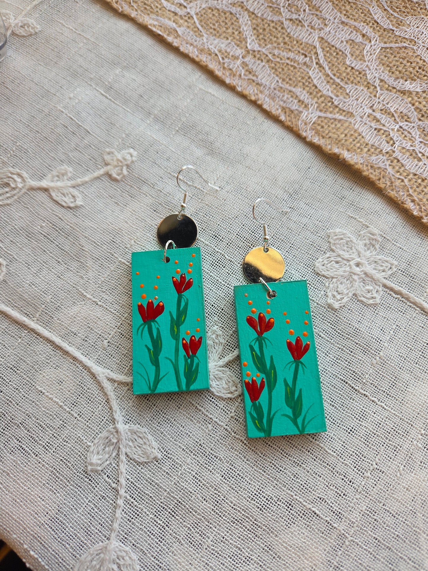 Floral Painted Earrings