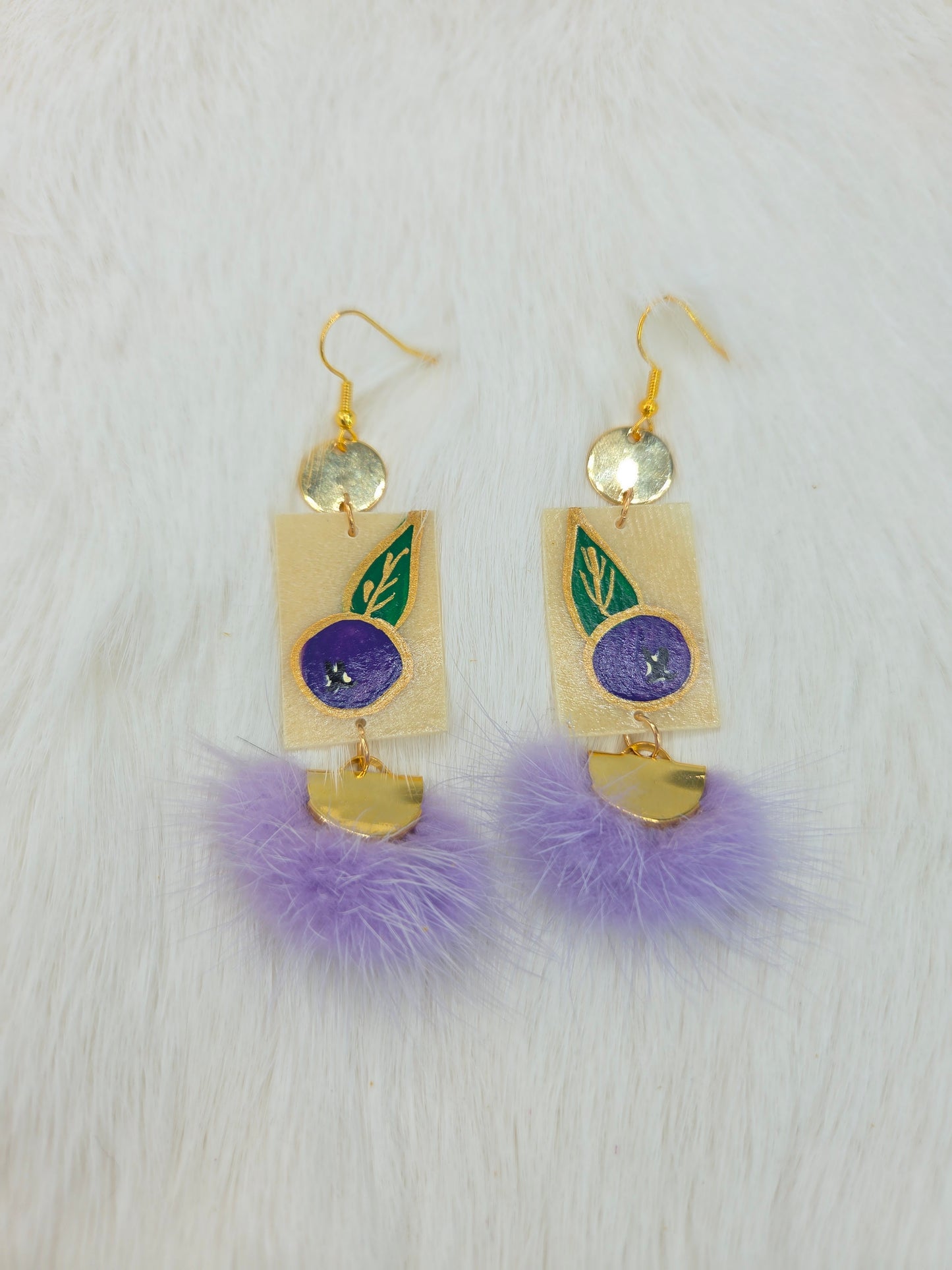 Parfleche Blueberry Painted Earrings