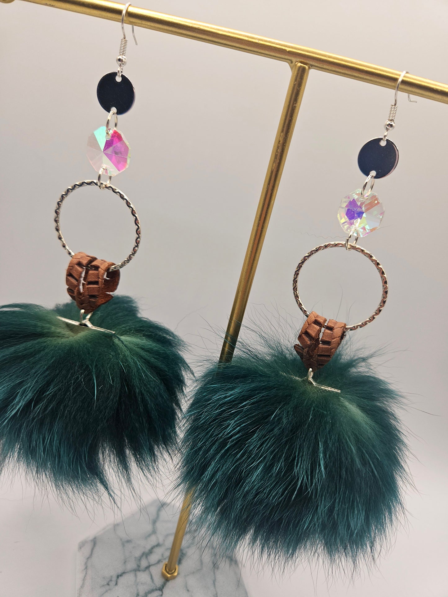 Anishinaabe Girl Designer Fox Fur Earrings