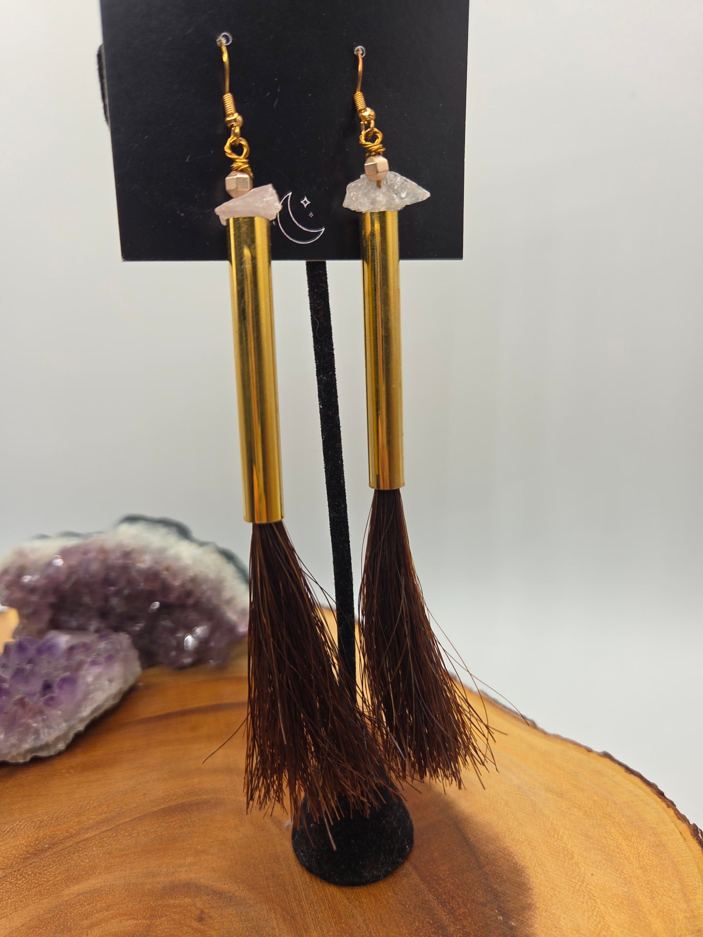 Brown Horsehair Earrings