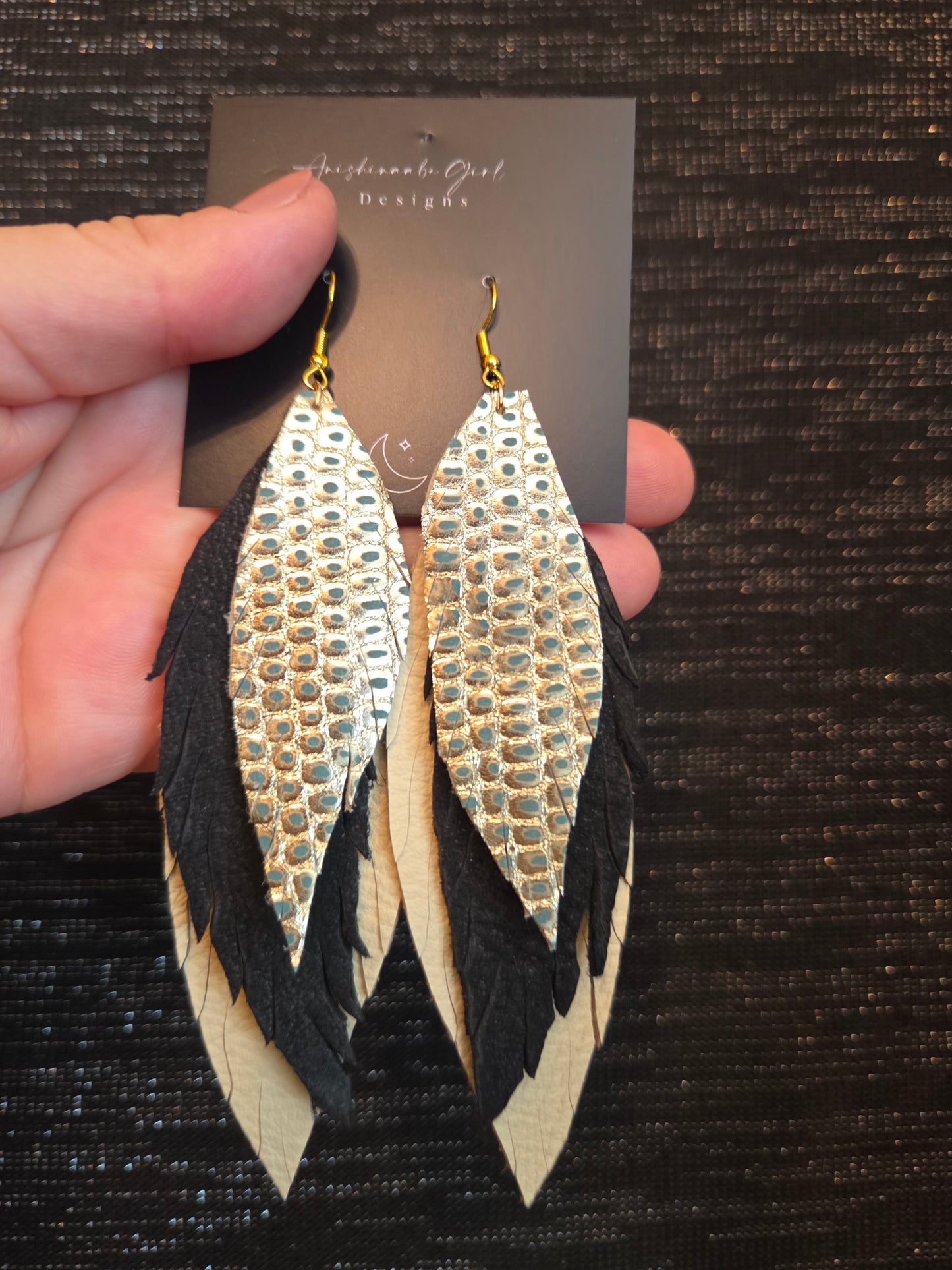 Leather Feather Earrings