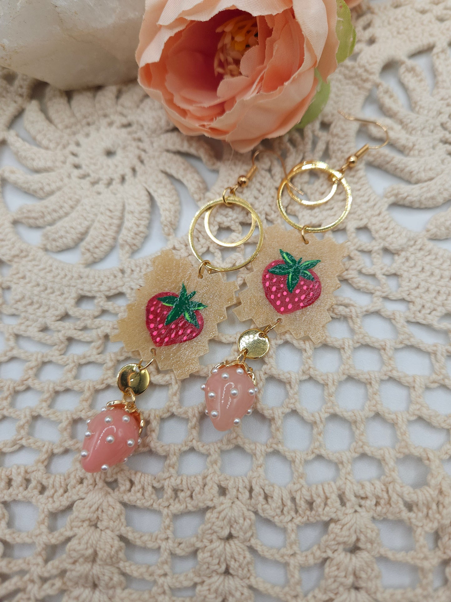 Parfleche Strawberry Painted Earrings
