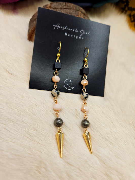 Gemstone Spike Drop Earrings