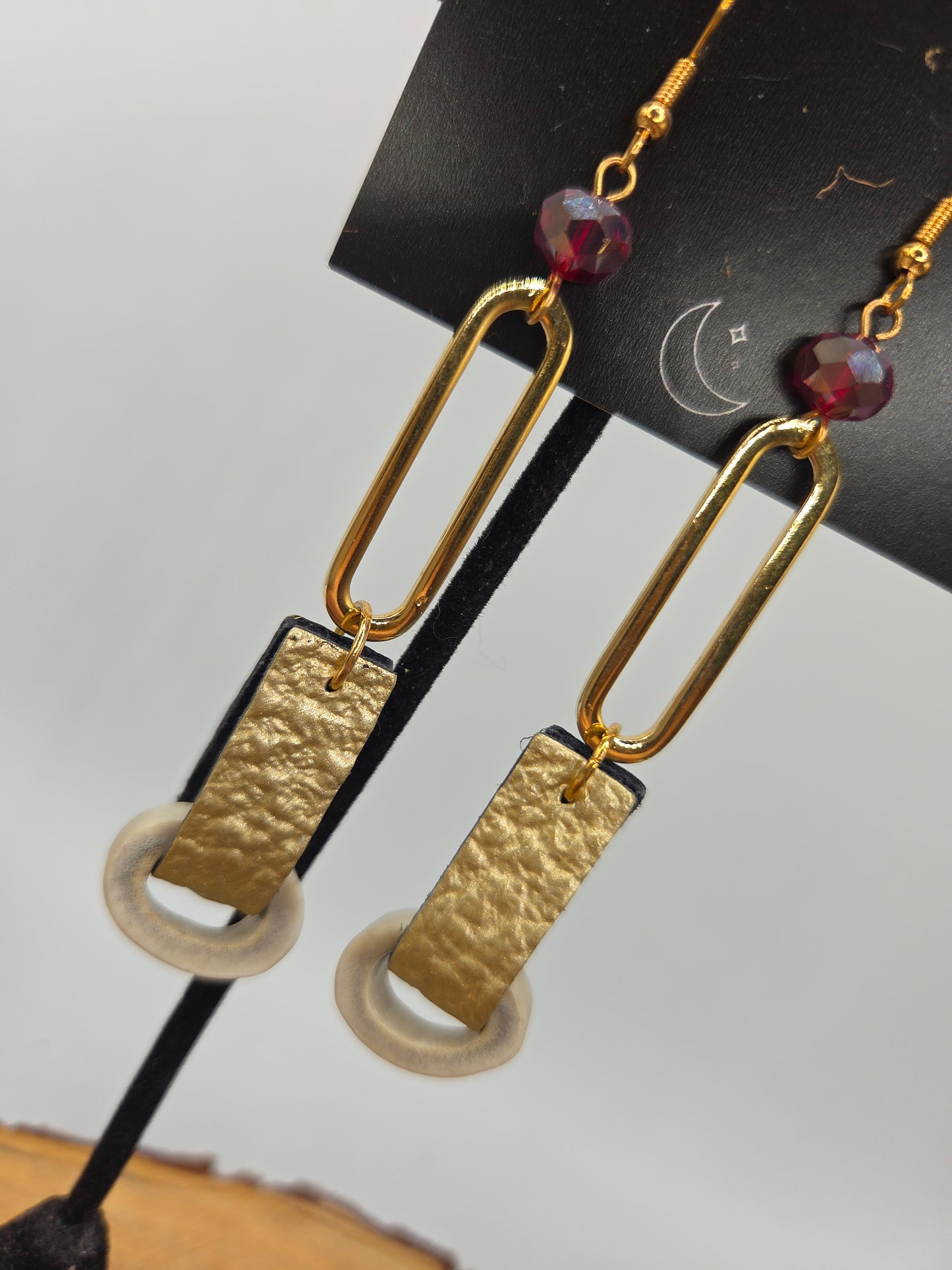 Caribou Antler and Leather Drop Earrings