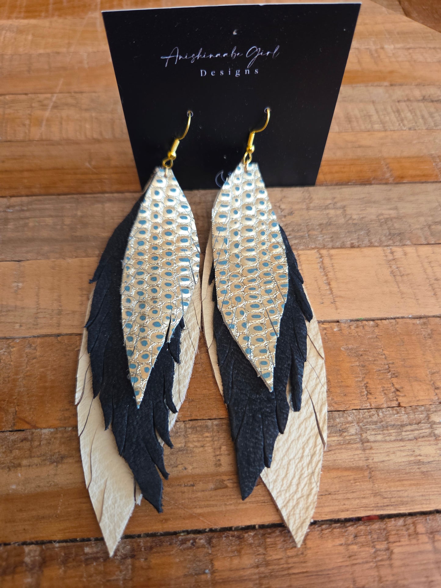 Leather Feather Earrings