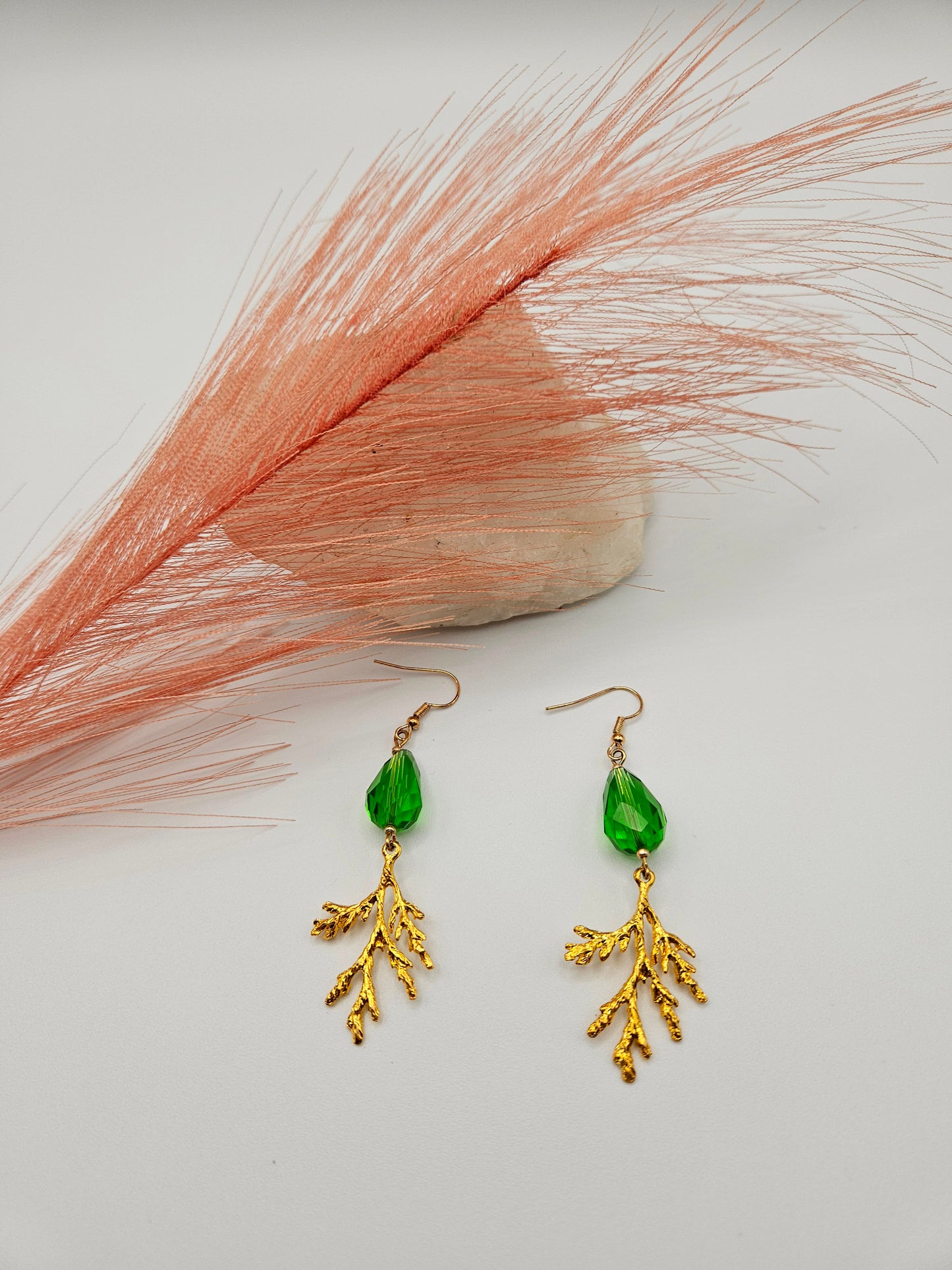 Cedar and green vintage glass drops