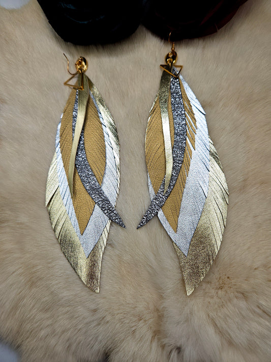 Leather Feather Earrings