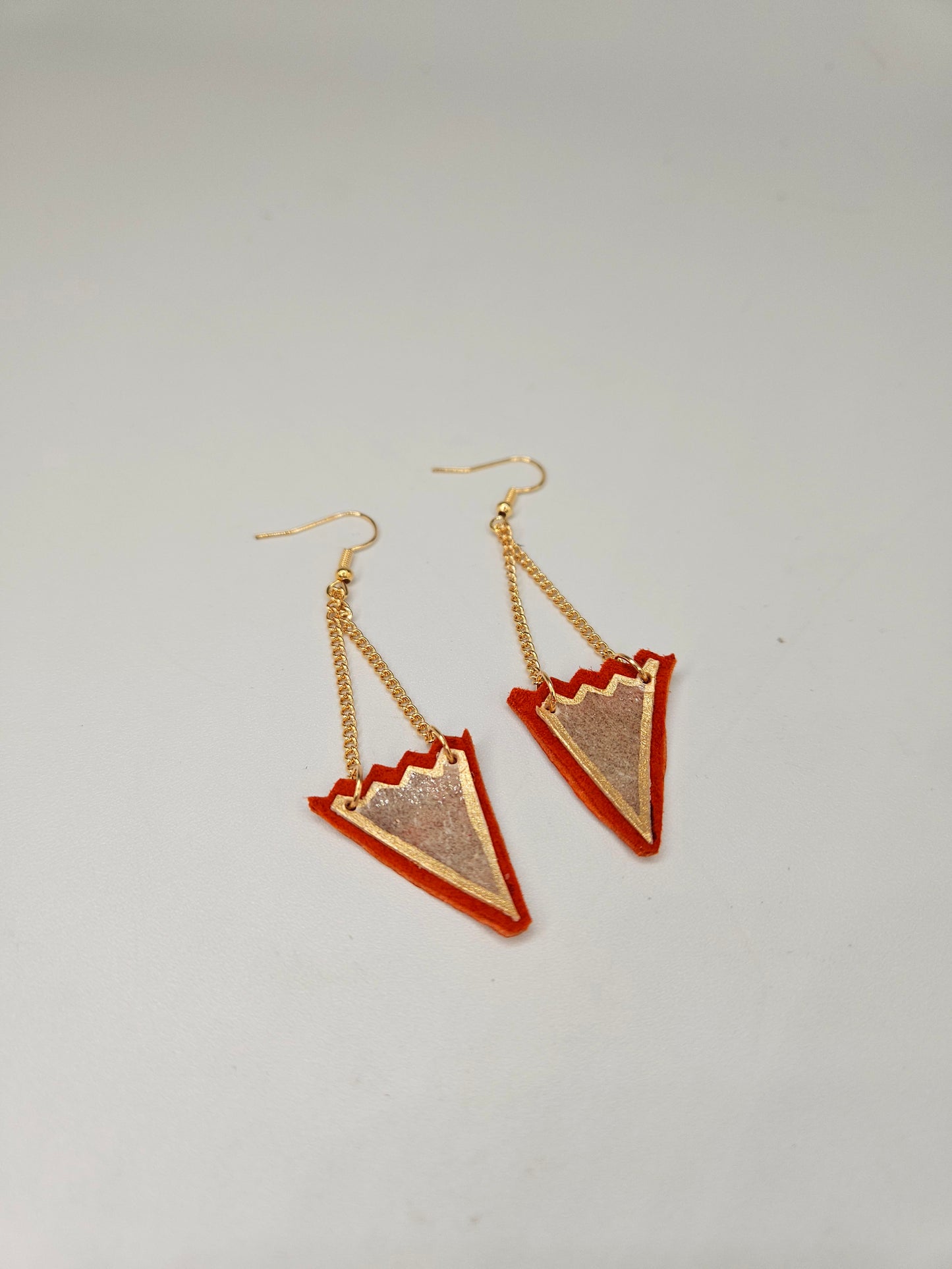 Moosehide Geometric Painted Rawhide Parfleche Earrings