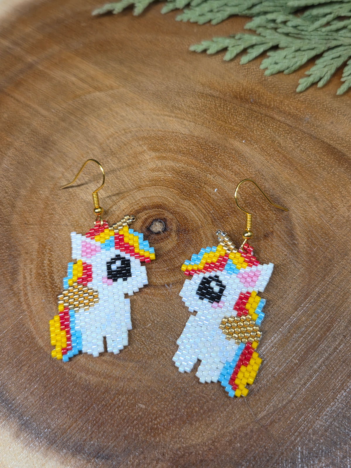 Unicorn Beaded Earrings by Blending Beadz