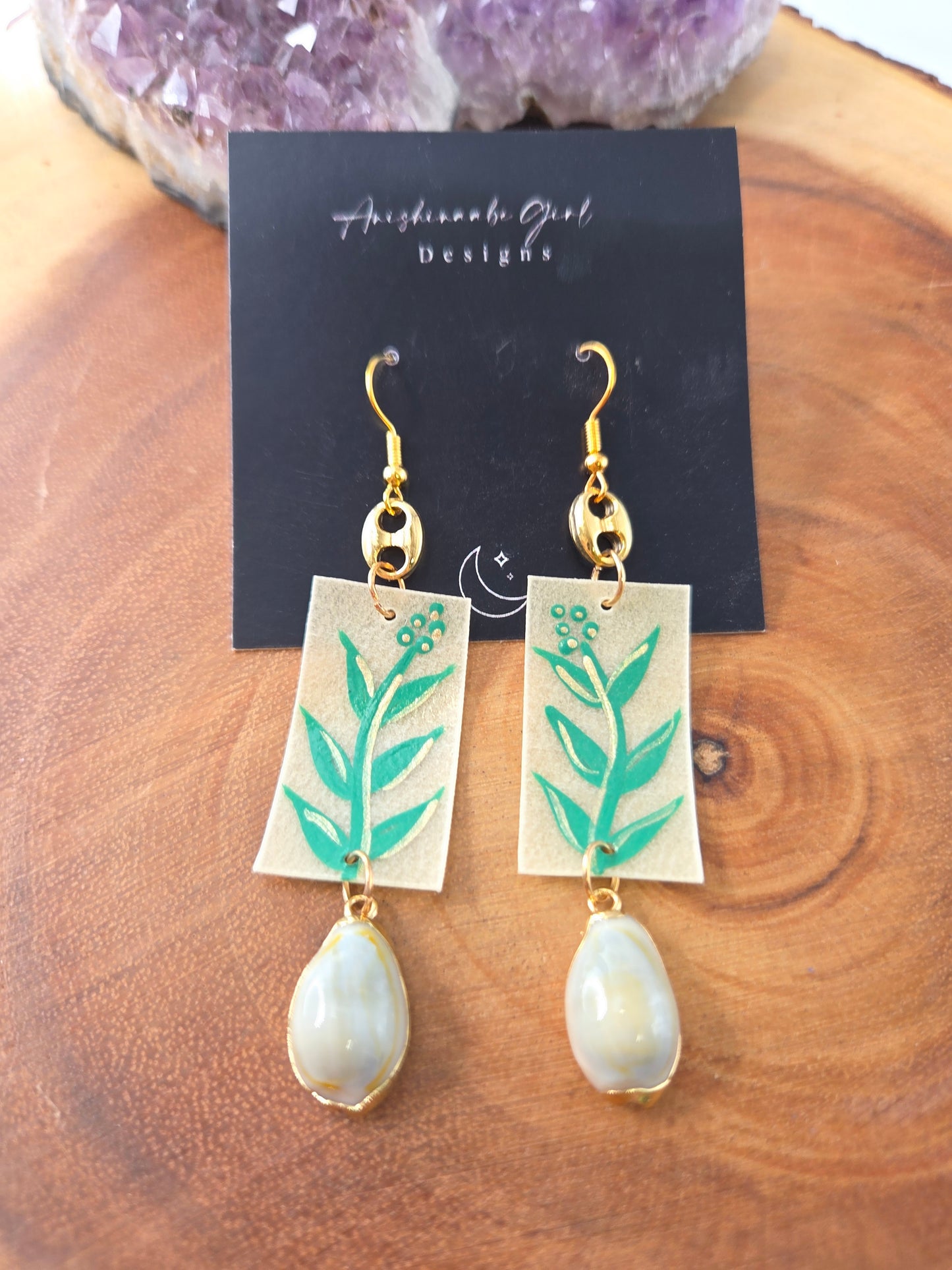 Painted Sage Parfleche Earrings