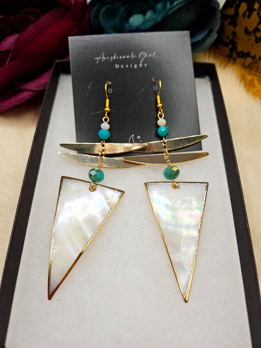 Geometric Shell Drop Earrings