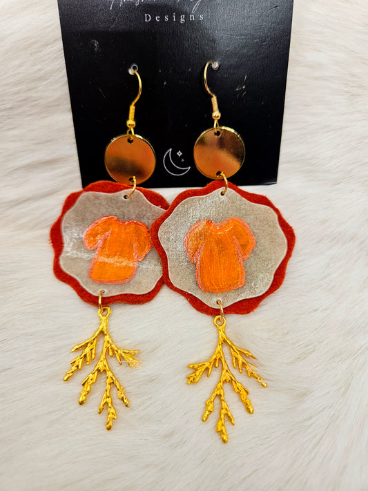 Orange Shirt Parfleche Painted Earrings