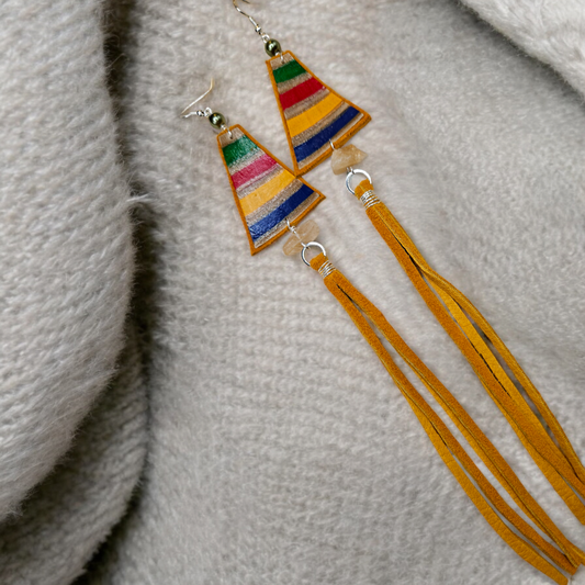 Handpainted Rawhide/Moosehide HBC inspired earrings