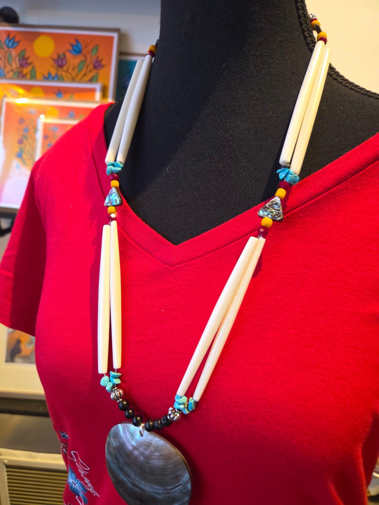 Bone and Shell Bead Necklace