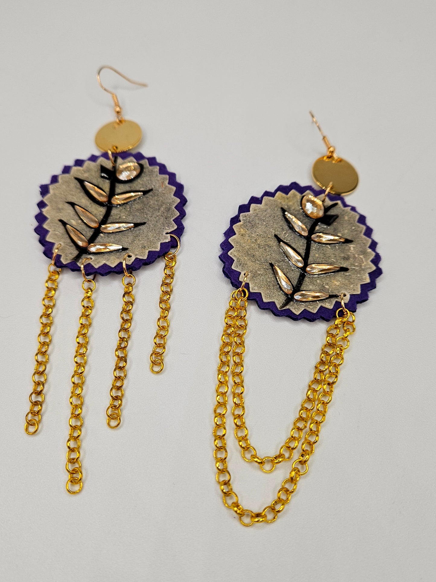 Moosehide Painted Parfleche Earrings