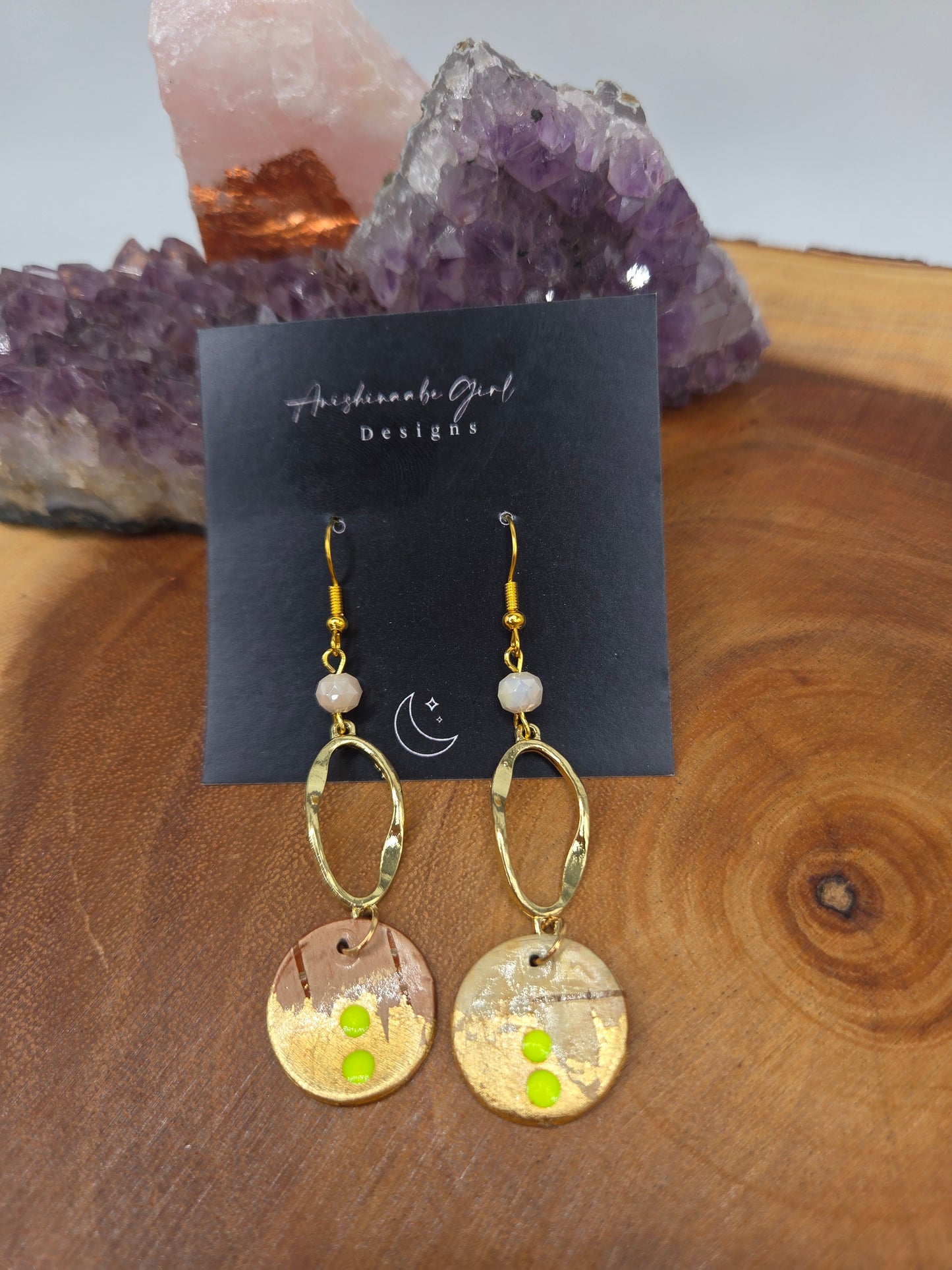 Neon yellow Birchbark Earrings