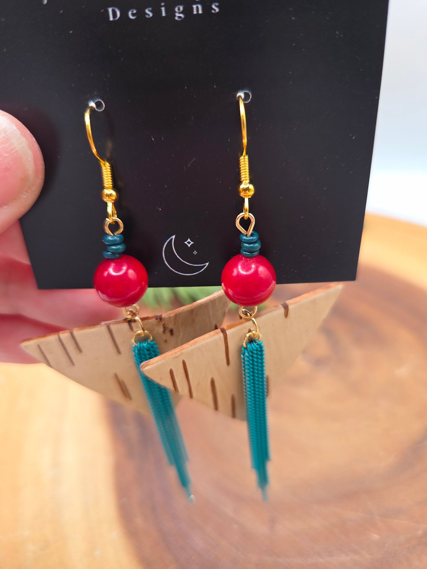 Coral & Birchbark Chandelier Dangles