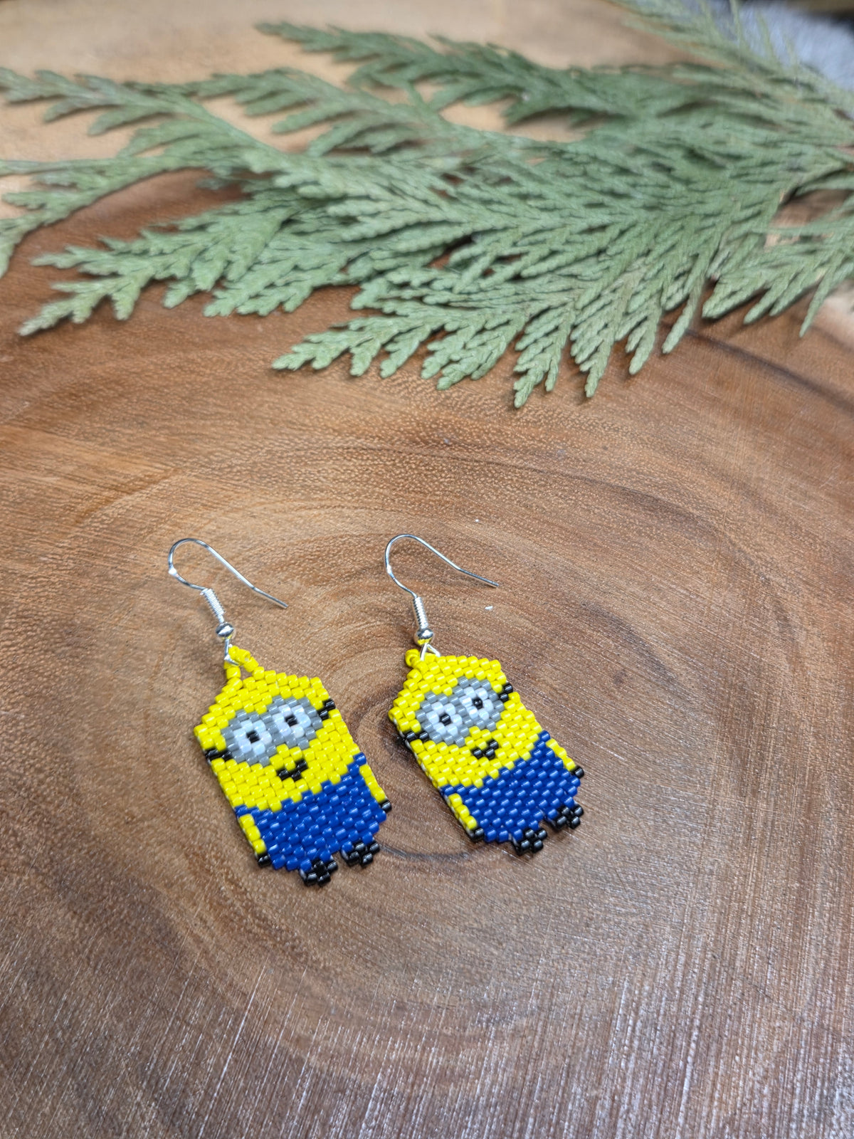 Minion Beaded Earrings by Blending Beadz