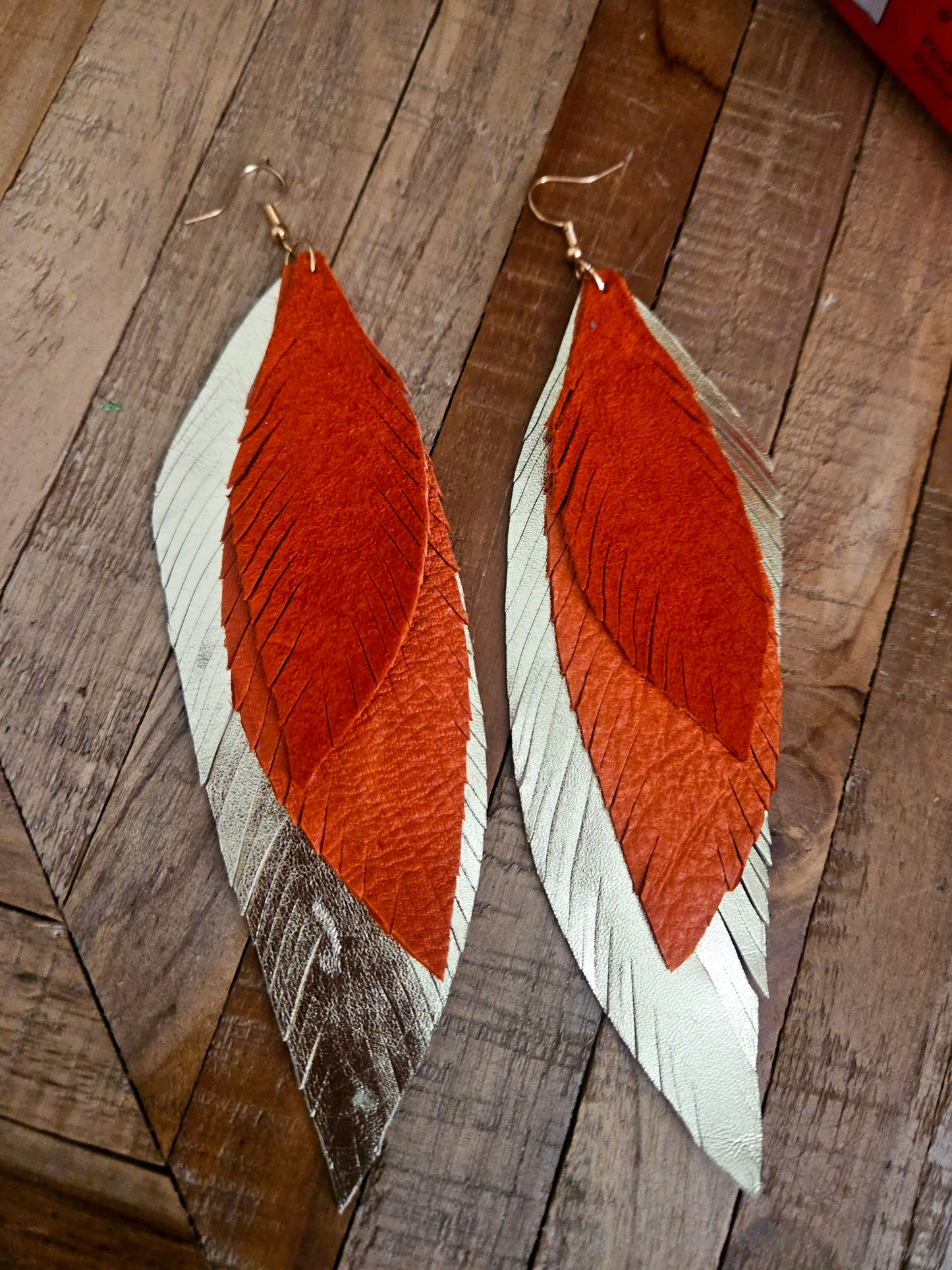 Moosehide Leather Feather Earrings