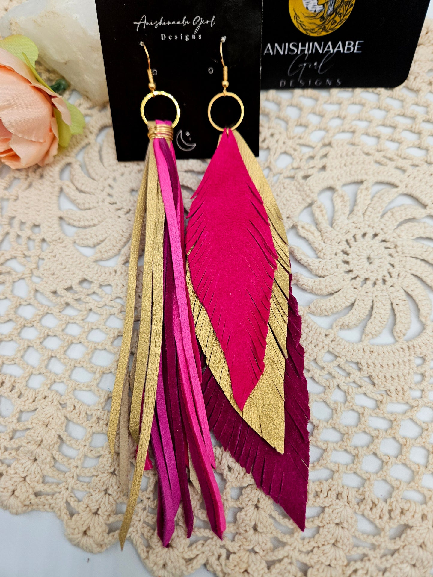 Mismatched Moosehide Leather Earrings