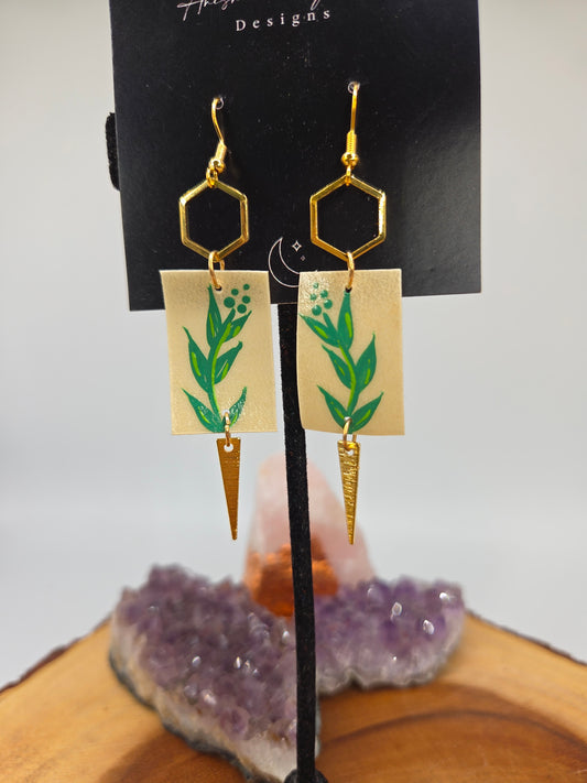 Painted Sage Parfleche Earrings