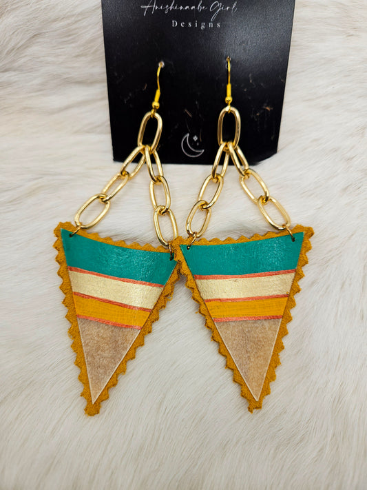 Moosehide & Parfleche Painted Drop Earrings