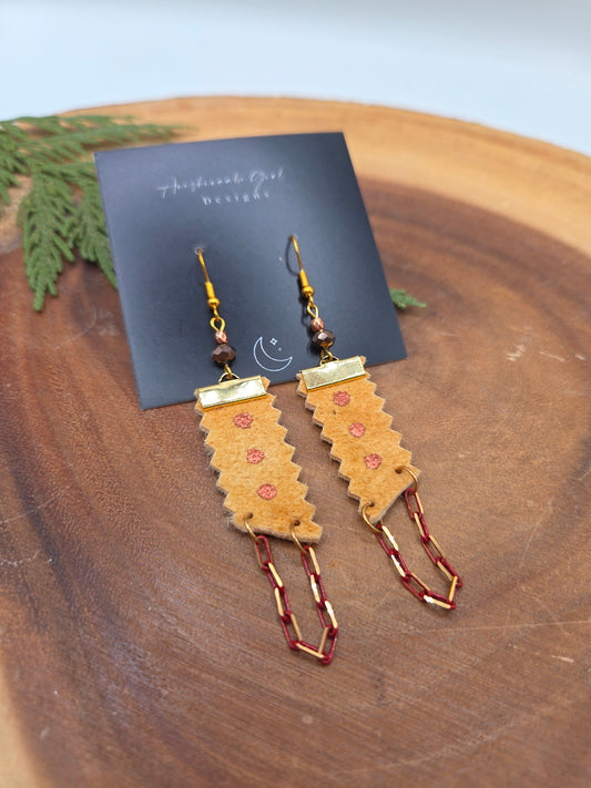 Smoked Moosehide Chain Drop Earrings