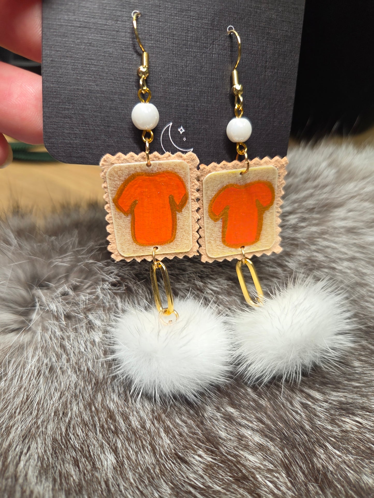 Orange Shirt Parfleche Painted Earrings with mink