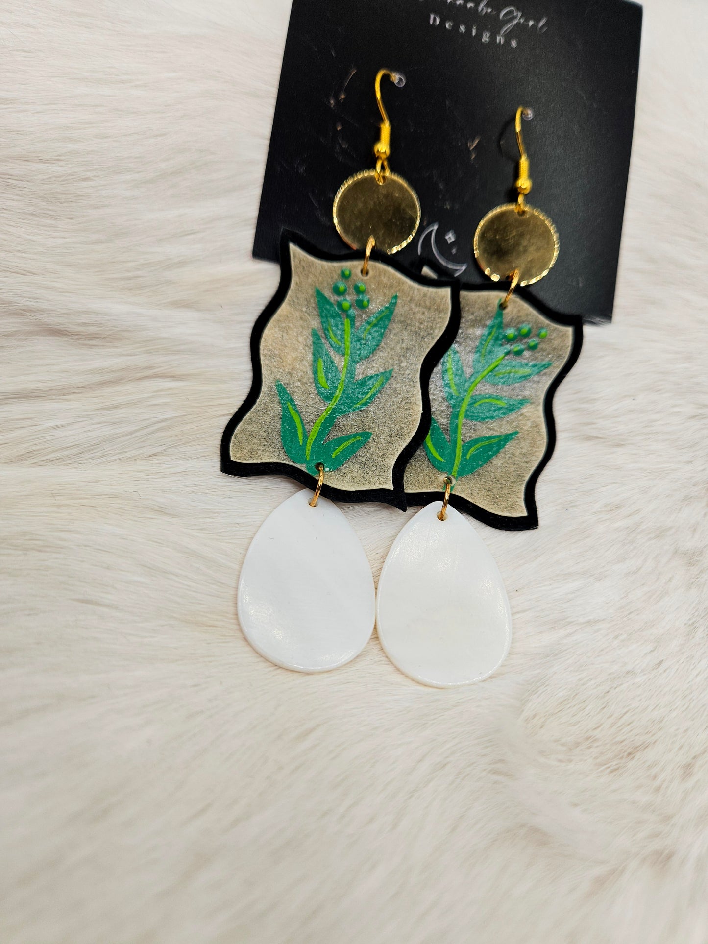 Parfleche Sage Painted Earrings