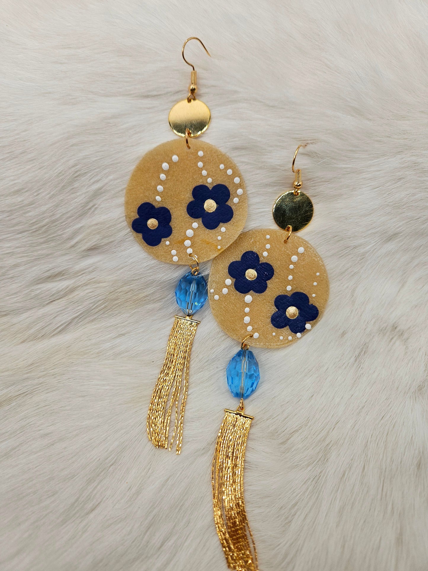 Floral Painted Parfleche Earrings