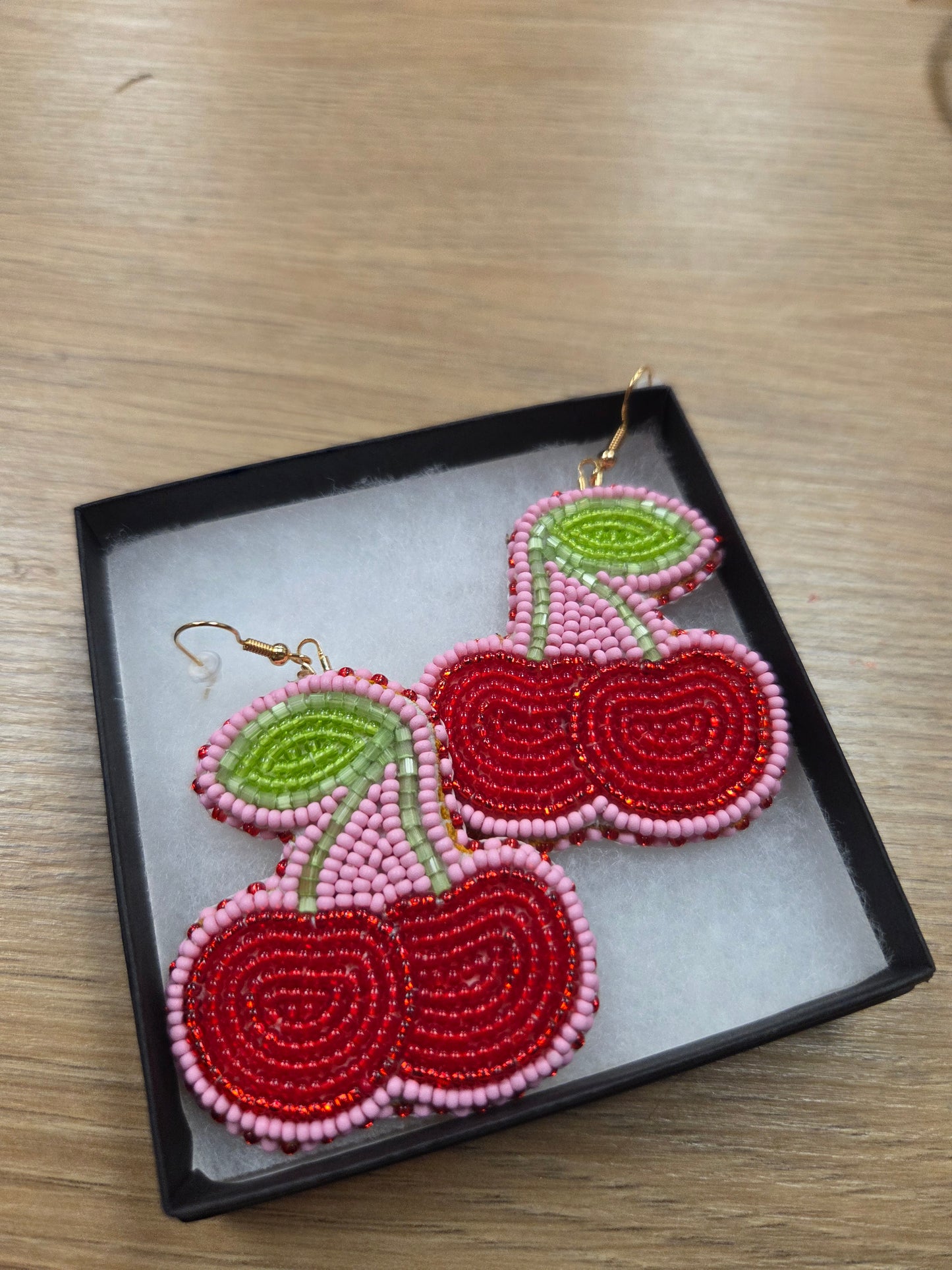 Cherry Beaded Earrings - By Solstice Beading