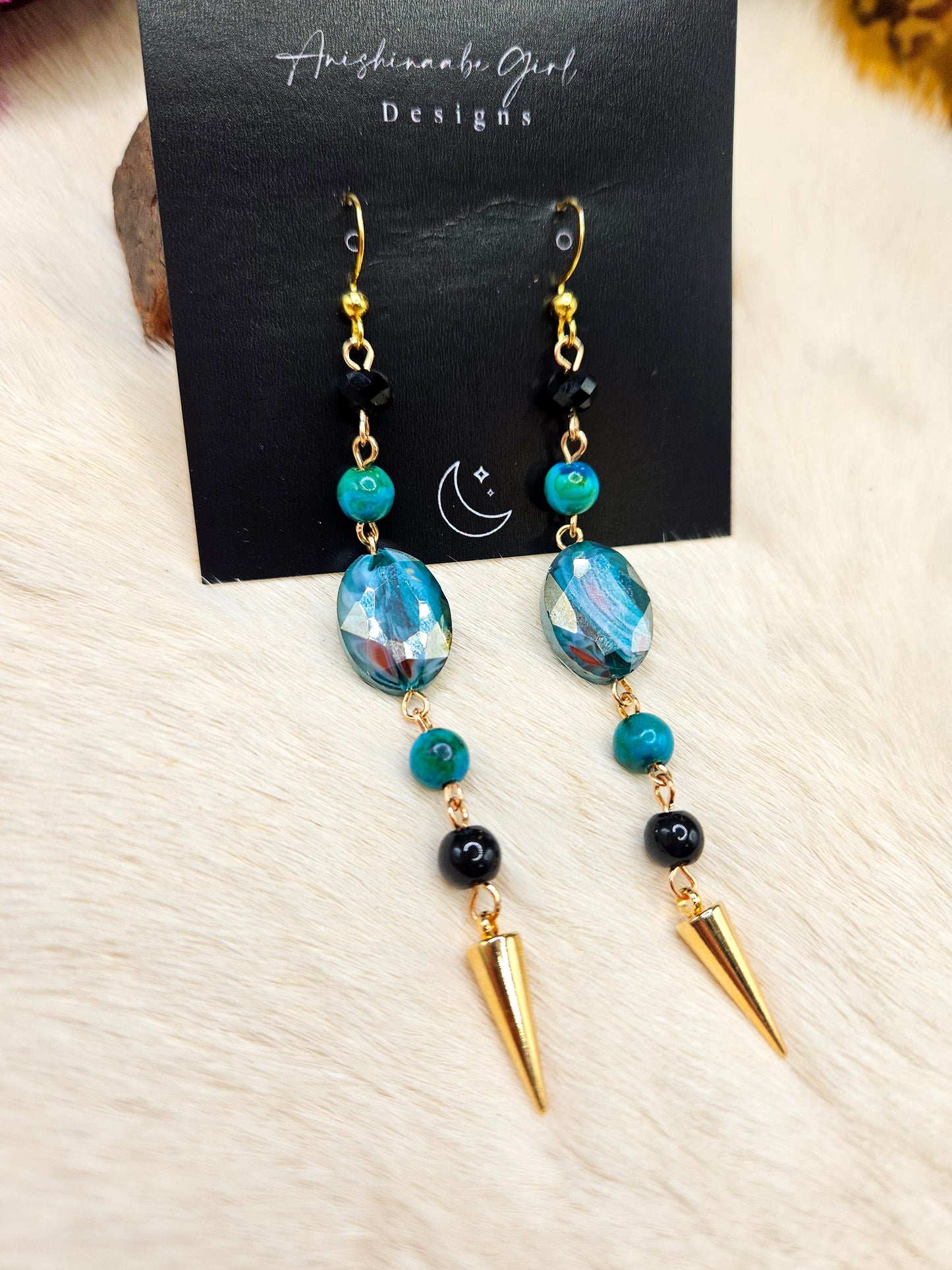 Gemstone Spike Drop Earrings