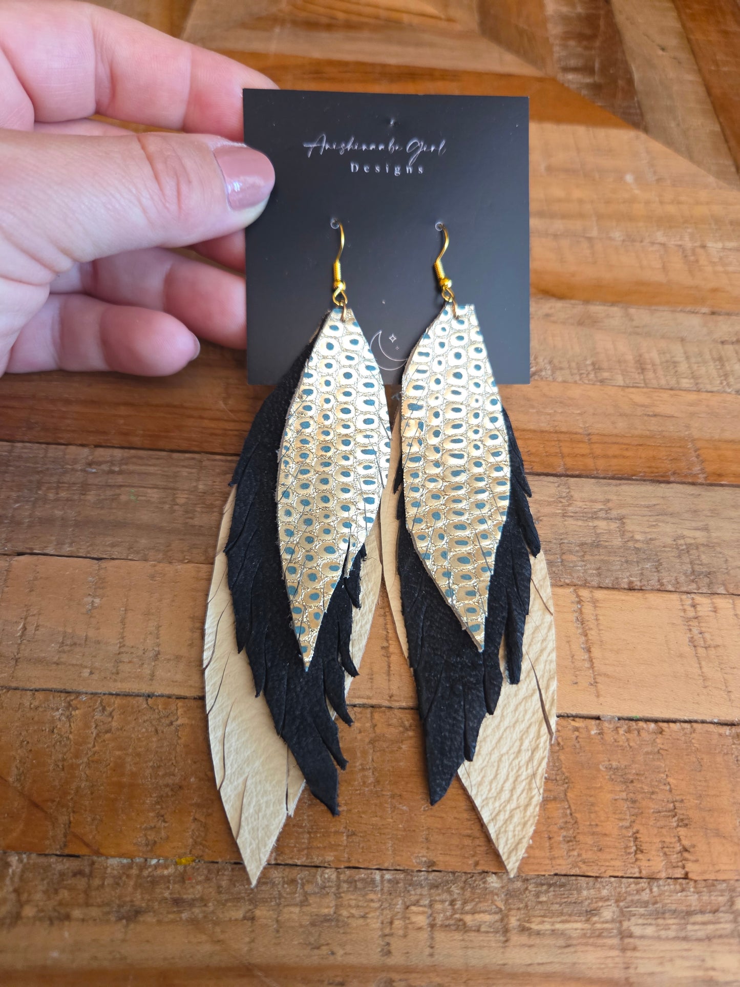 Leather Feather Earrings