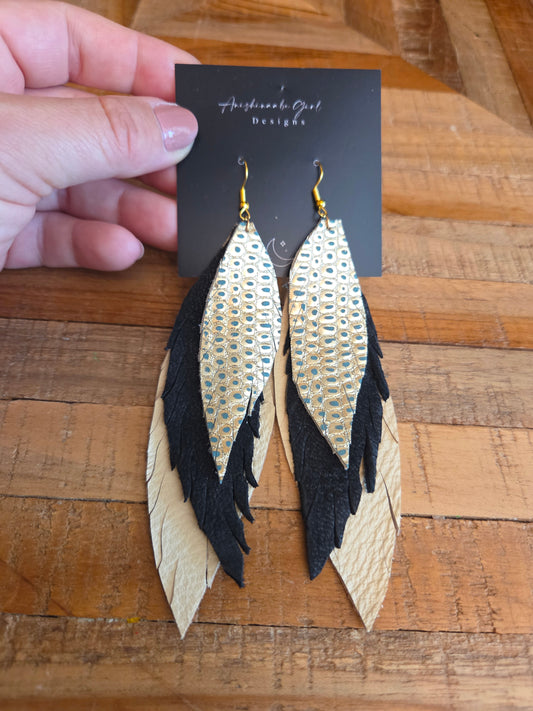 Leather Feather Earrings