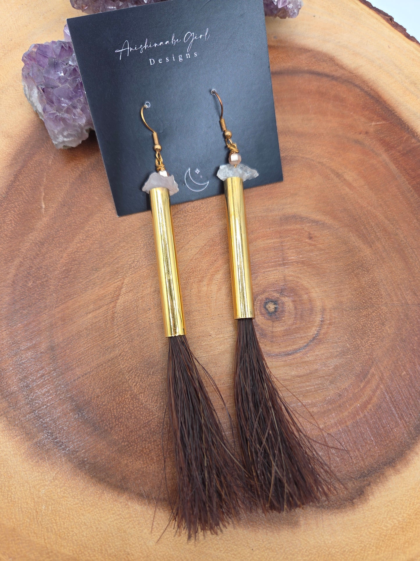 Brown Horsehair Earrings