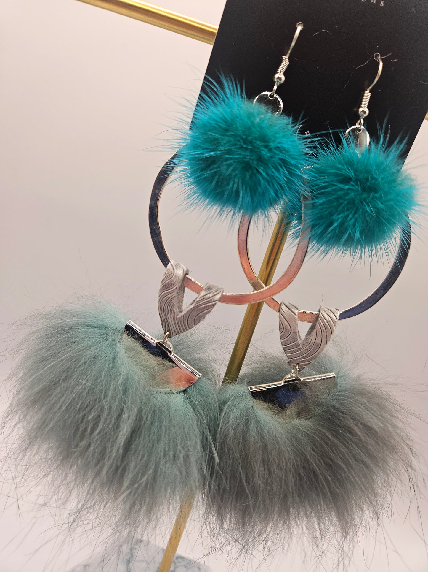 Anishinaabe Girl Designer Fox and Mink Fur Earrings