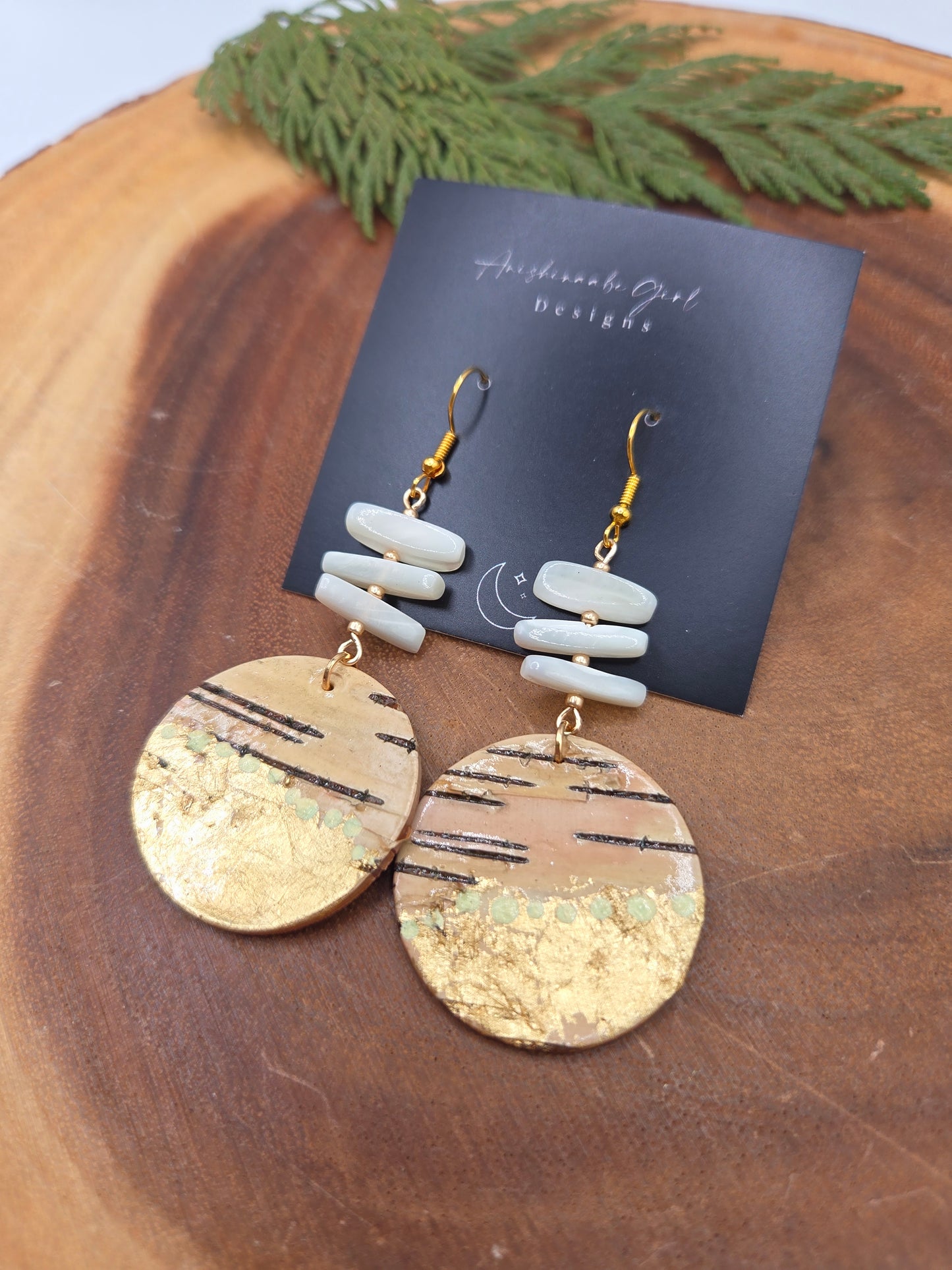 Birchbark & Shell Earrings