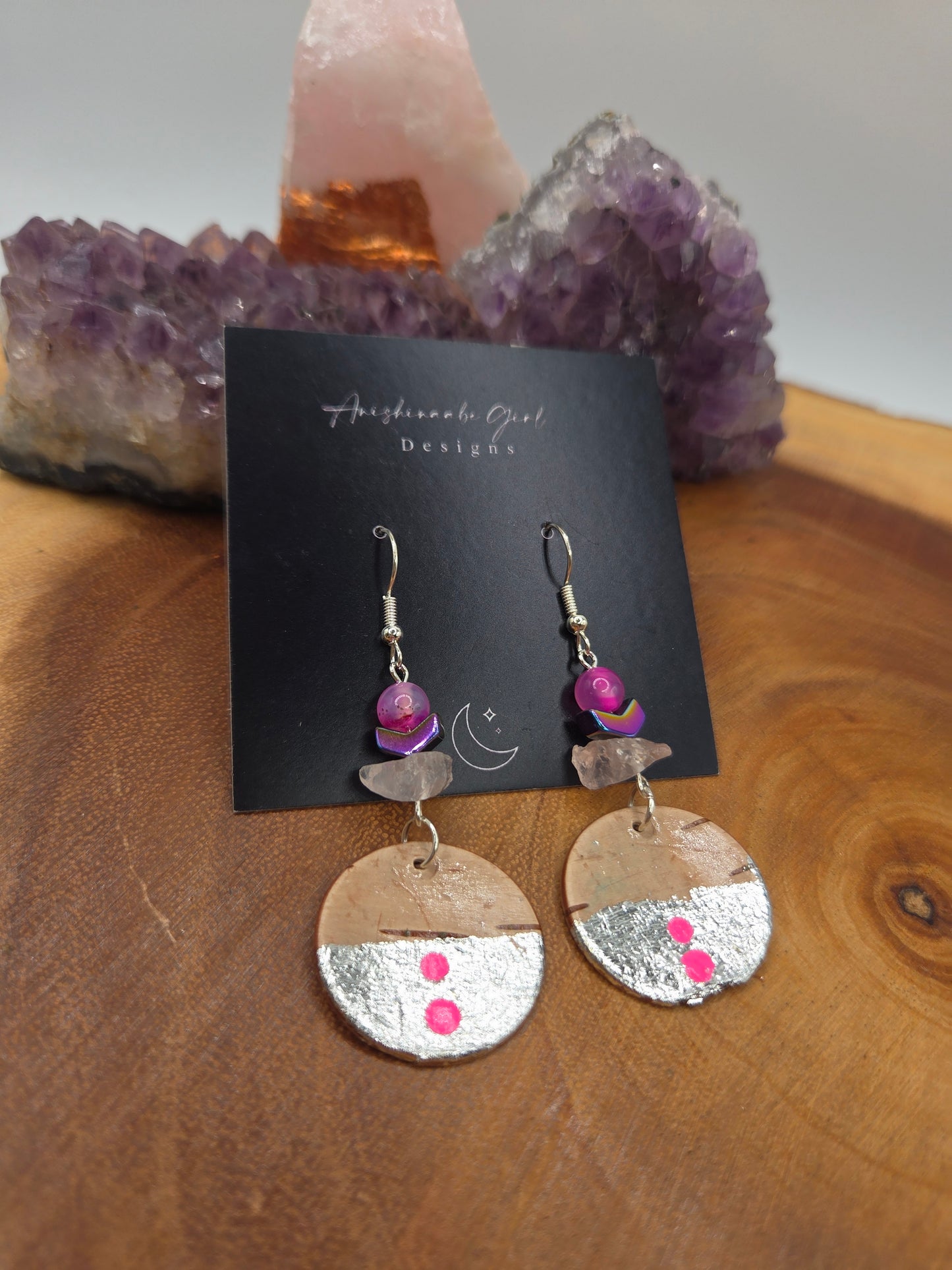 Pink Birchbark Earrings