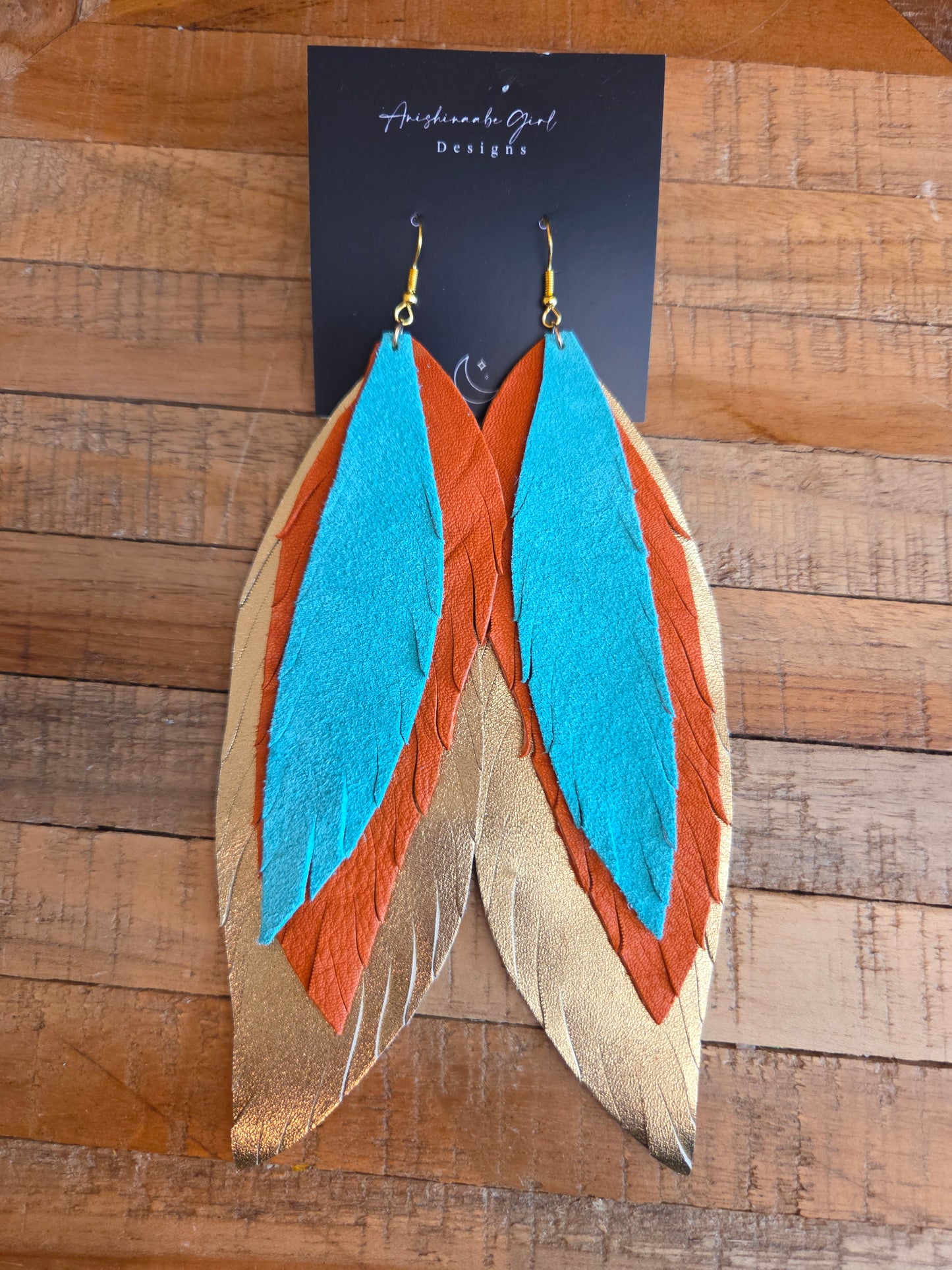 Leather Feather Earrings