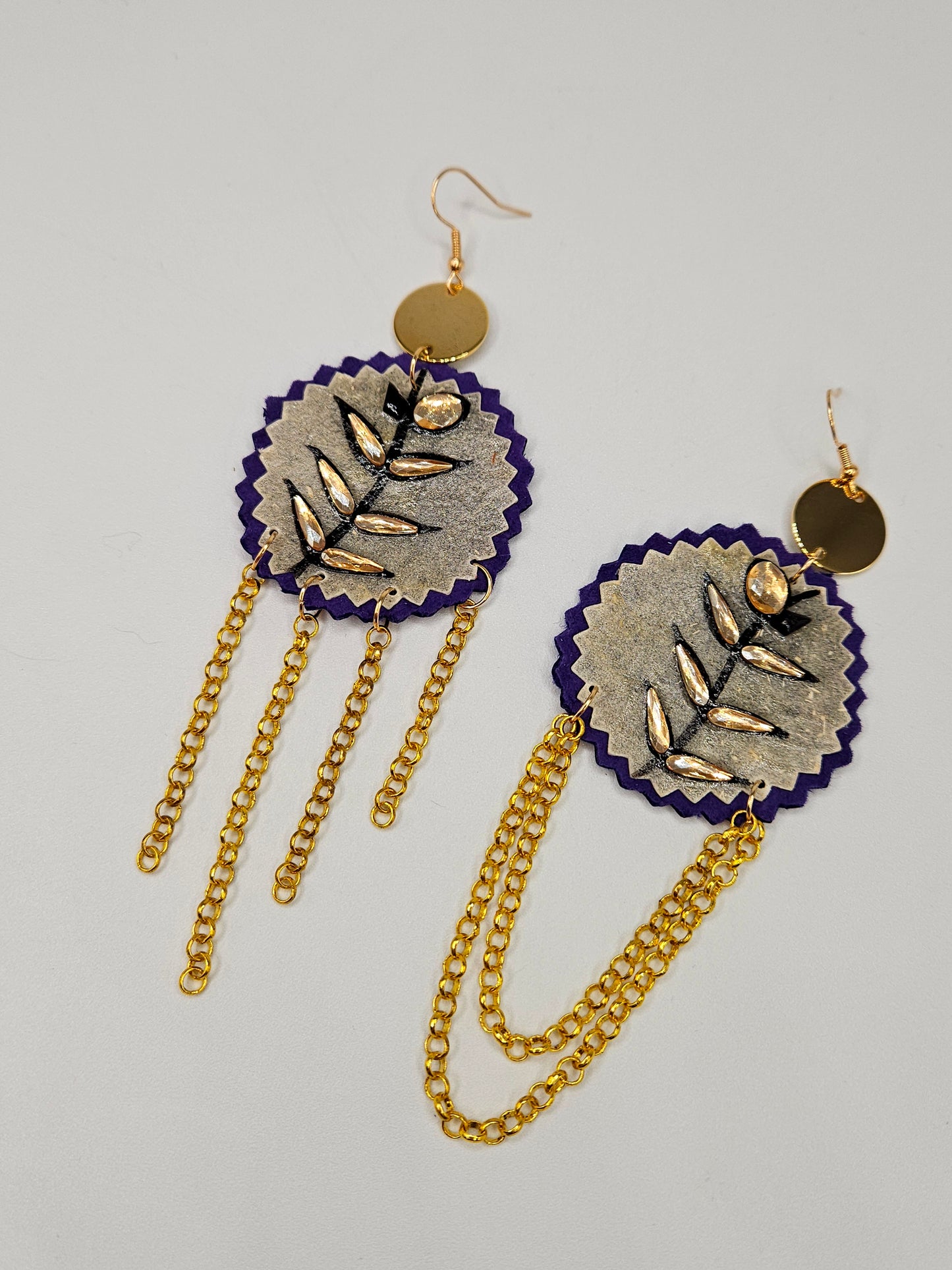 Moosehide Painted Parfleche Earrings